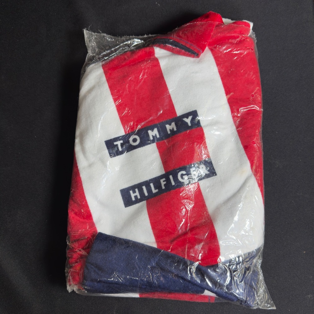 VTG NOS Y2K Tommy Hilfiger Beach Towel Stripes Stars Americana Logo Oversized